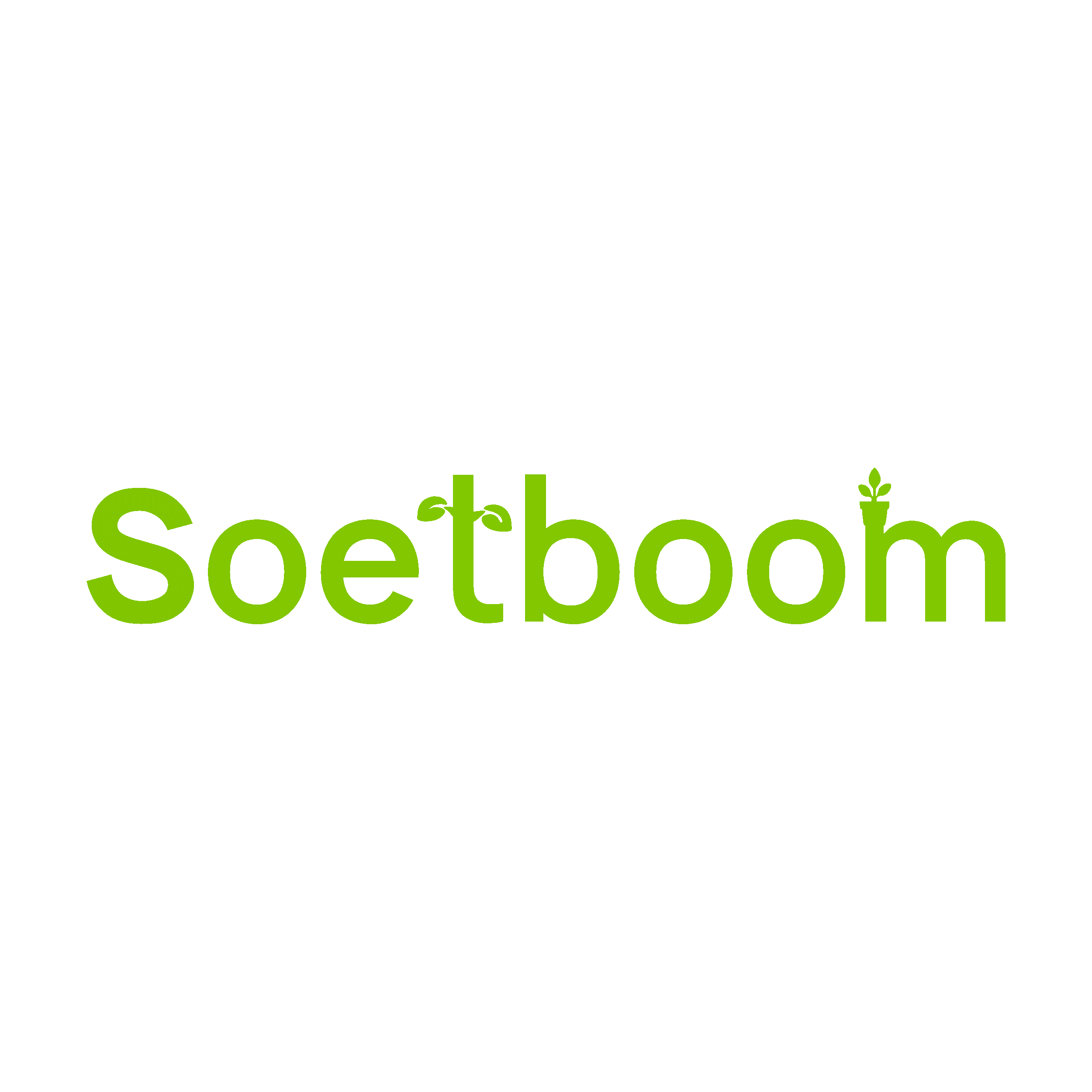 Soetboom-Logo in leuchtendem Grün auf warmem Terrakotta-Hintergrund