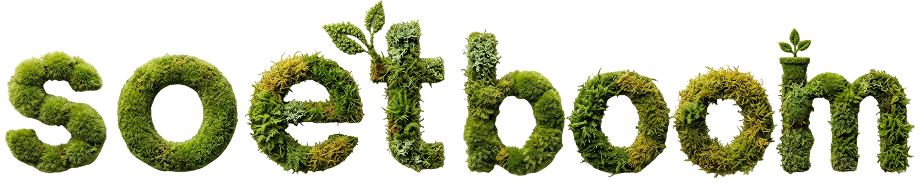 Soetboom als grüner, moosartig gestalteter Schriftzug